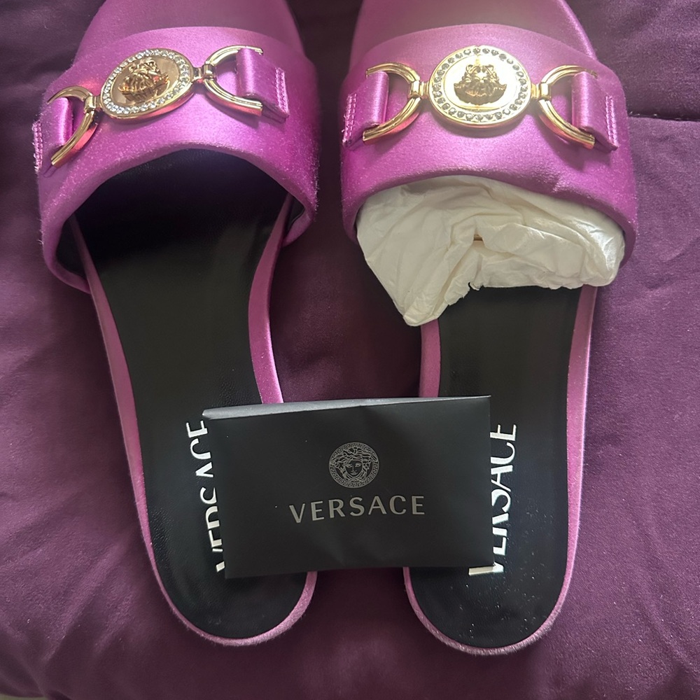 Versace Pink Mules with Medusa Logo